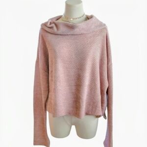 Vintage Havana Anthropologie Cowl Pink Raw Edge Crop Sweater Size Small
